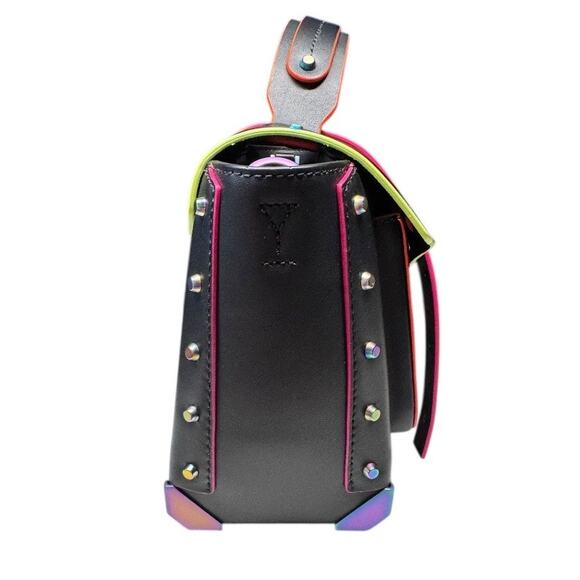 Michael Kors Manhattan Medium Contrast-Trim Leather Satchel NEW WITH TAGS - Picture 5 of 10